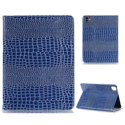For iPad Pro 13 (2024) Case Smart PU Leather Tablet Cover Cash / Card Slots Crocodile Texture