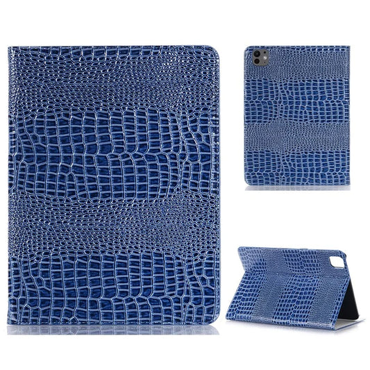 For iPad Pro 13 (2024) Case Smart PU Leather Tablet Cover Cash / Card Slots Crocodile Texture