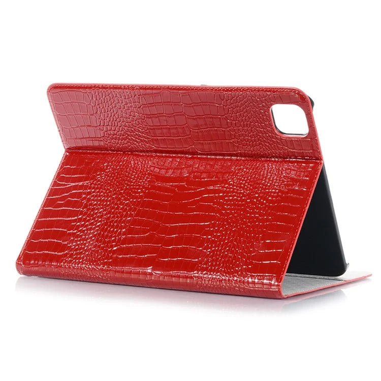 For iPad Pro 13 (2024) Case Smart PU Leather Tablet Cover Cash / Card Slots Crocodile Texture