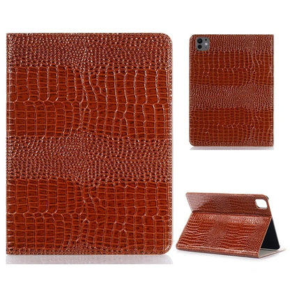 For iPad Pro 13 (2024) Case Smart PU Leather Tablet Cover Cash / Card Slots Crocodile Texture