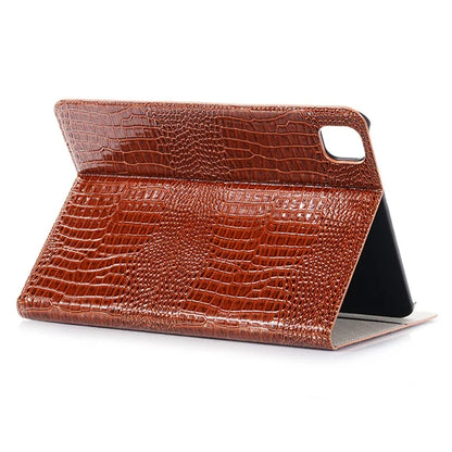 For iPad Pro 13 (2024) Case Smart PU Leather Tablet Cover Cash / Card Slots Crocodile Texture