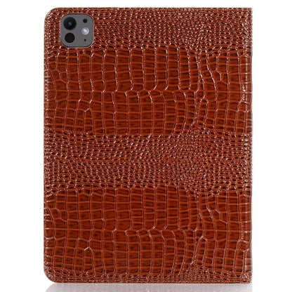 For iPad Pro 13 (2024) Case Smart PU Leather Tablet Cover Cash / Card Slots Crocodile Texture
