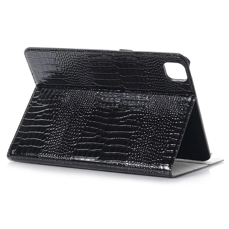 For iPad Pro 13 (2024) Case Smart PU Leather Tablet Cover Cash / Card Slots Crocodile Texture