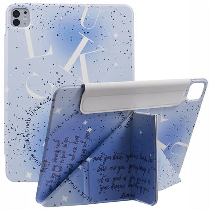 For iPad Pro 11 (2024) Case Origami Stand Magnetic PU Leather Cover Pattern Printed