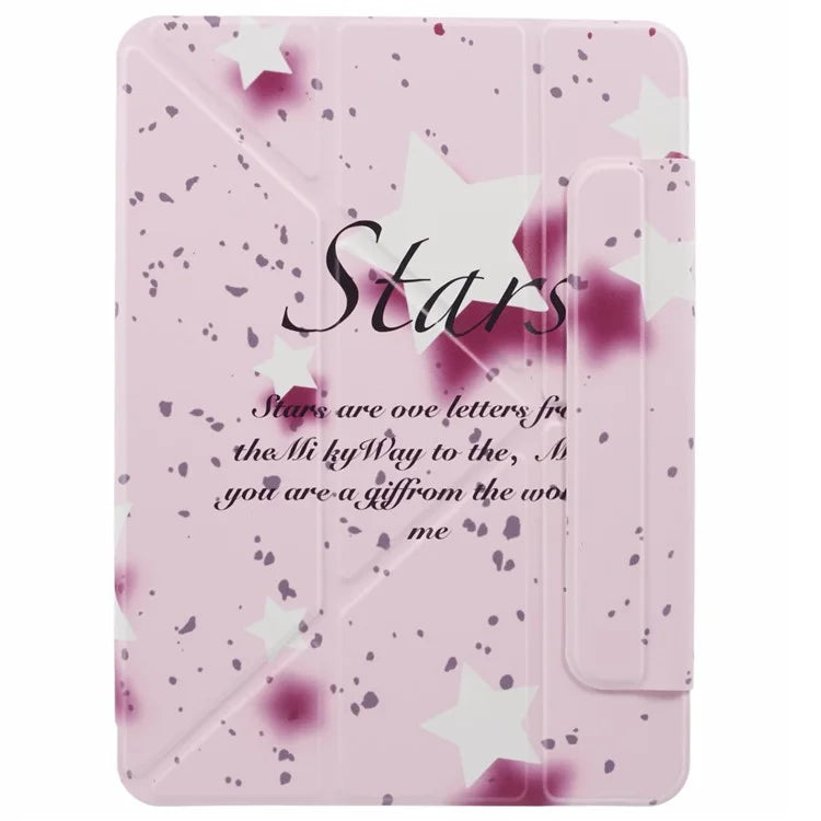 For iPad Pro 11 (2024) Case Origami Stand Magnetic PU Leather Cover Pattern Printed