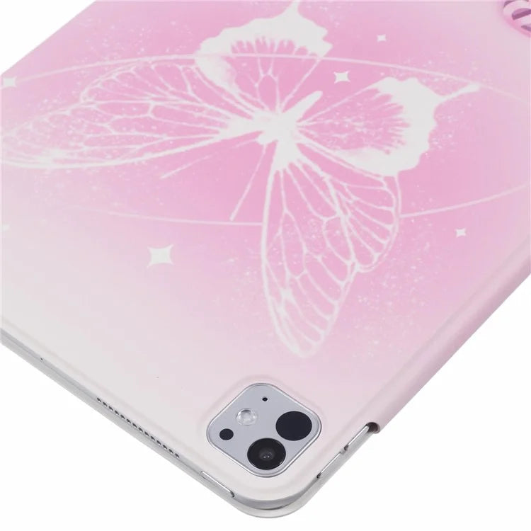 For iPad Pro 13 (2024) Case Origami Stand Pattern Print Magnetic Leather Tablet Cover