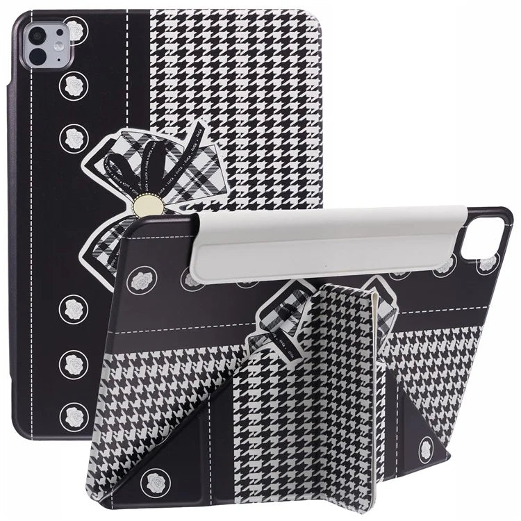 For iPad Pro 13 (2024) Case Origami Stand Pattern Print Magnetic Leather Tablet Cover