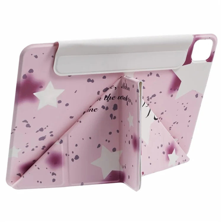 For iPad Pro 13 (2024) Case Origami Stand Pattern Print Magnetic Leather Tablet Cover