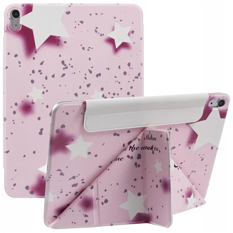 For iPad Air 13 (2024) Case Pattern Print Magnetic Leather Cover with Origami Stand