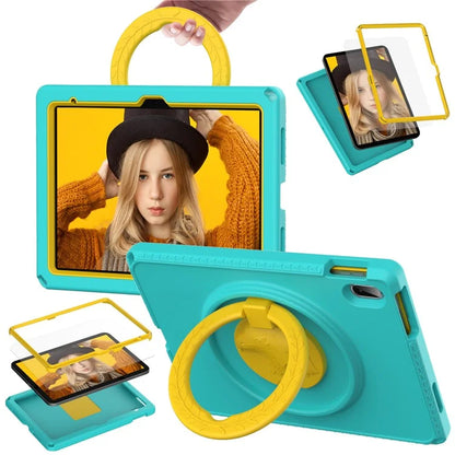 For iPad 10.9 (2022)  /  Air 11 (2024) Case Eagle Pattern Rotating Kickstand Tablet Cover with Shoulder Strap