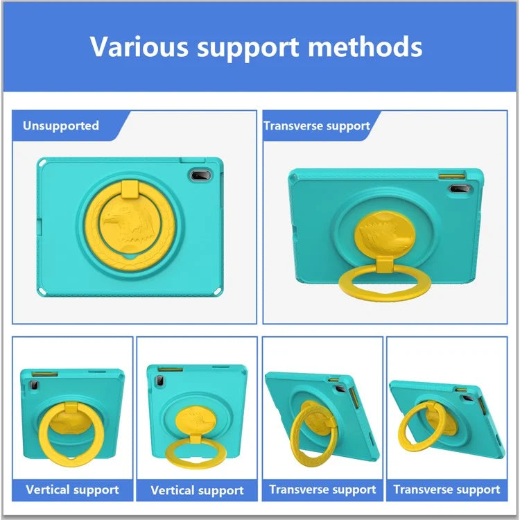 For iPad 10.9 (2022)  /  Air 11 (2024) Case Eagle Pattern Rotating Kickstand Tablet Cover with Shoulder Strap