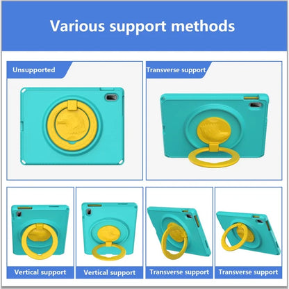 For iPad 10.9 (2022)  /  Air 11 (2024) Case Eagle Pattern Rotating Kickstand Tablet Cover with Shoulder Strap