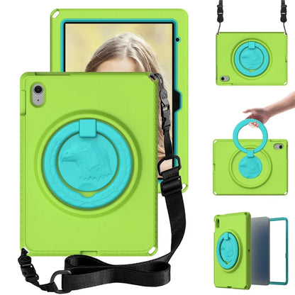 For iPad 10.9 (2022)  /  Air 11 (2024) Case Eagle Pattern Rotating Kickstand Tablet Cover with Shoulder Strap