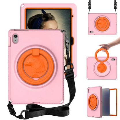 For iPad 10.9 (2022)  /  Air 11 (2024) Case Eagle Pattern Rotating Kickstand Tablet Cover with Shoulder Strap