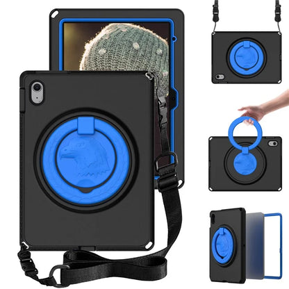 For iPad 10.9 (2022)  /  Air 11 (2024) Case Eagle Pattern Rotating Kickstand Tablet Cover with Shoulder Strap