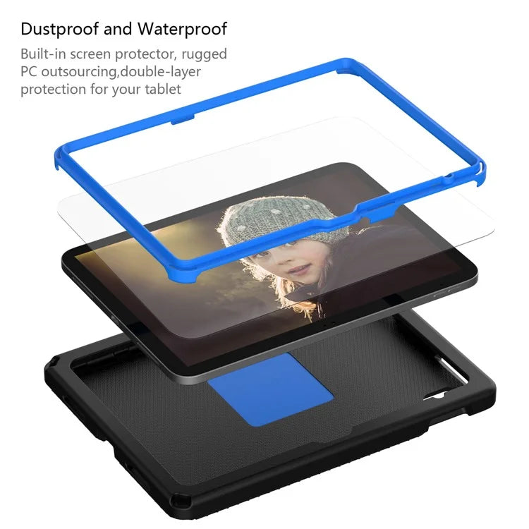 For iPad 10.9 (2022)  /  Air 11 (2024) Case Eagle Pattern Rotating Kickstand Tablet Cover with Shoulder Strap