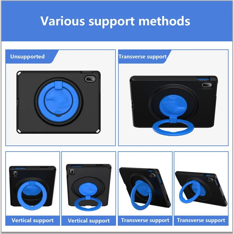 For iPad 10.9 (2022)  /  Air 11 (2024) Case Eagle Pattern Rotating Kickstand Tablet Cover with Shoulder Strap