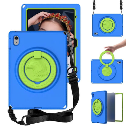 For iPad 10.9 (2022)  /  Air 11 (2024) Case Eagle Pattern Rotating Kickstand Tablet Cover with Shoulder Strap
