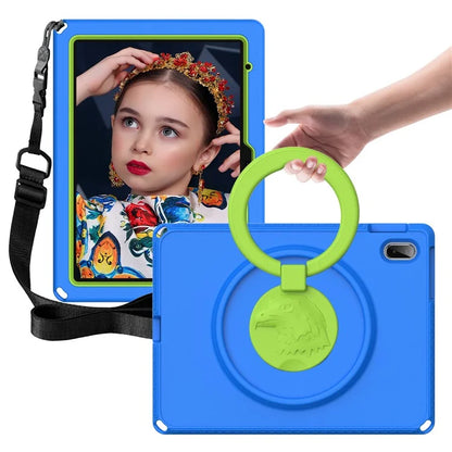 For iPad 10.9 (2022)  /  Air 11 (2024) Case Eagle Pattern Rotating Kickstand Tablet Cover with Shoulder Strap