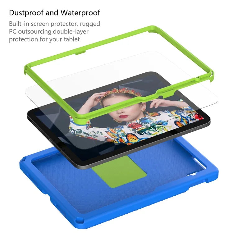 For iPad 10.9 (2022)  /  Air 11 (2024) Case Eagle Pattern Rotating Kickstand Tablet Cover with Shoulder Strap