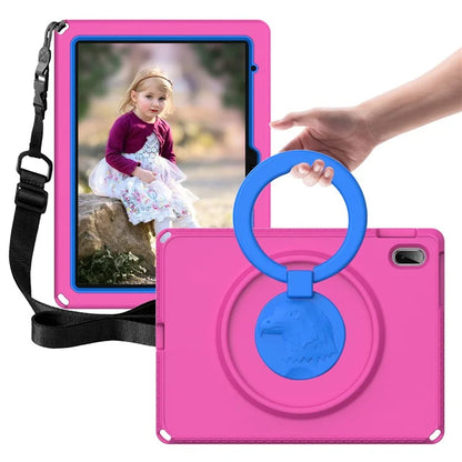 For iPad 10.9 (2022)  /  Air 11 (2024) Case Eagle Pattern Rotating Kickstand Tablet Cover with Shoulder Strap