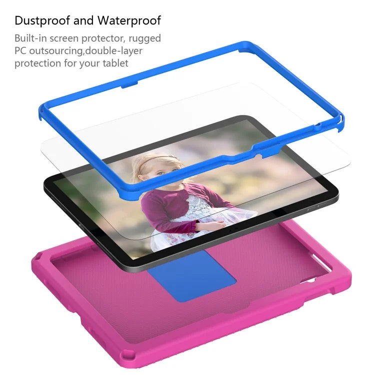 For iPad 10.9 (2022)  /  Air 11 (2024) Case Eagle Pattern Rotating Kickstand Tablet Cover with Shoulder Strap