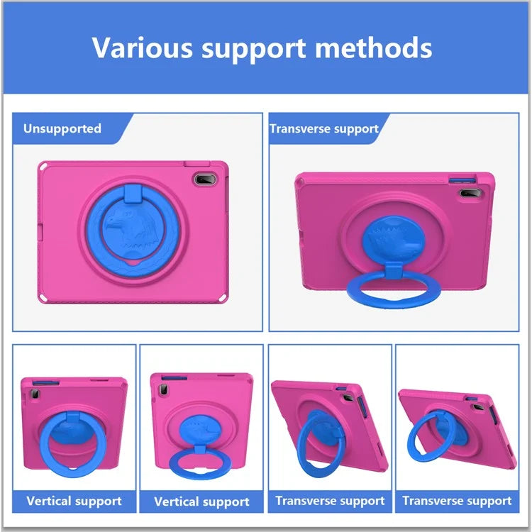 For iPad 10.9 (2022)  /  Air 11 (2024) Case Eagle Pattern Rotating Kickstand Tablet Cover with Shoulder Strap