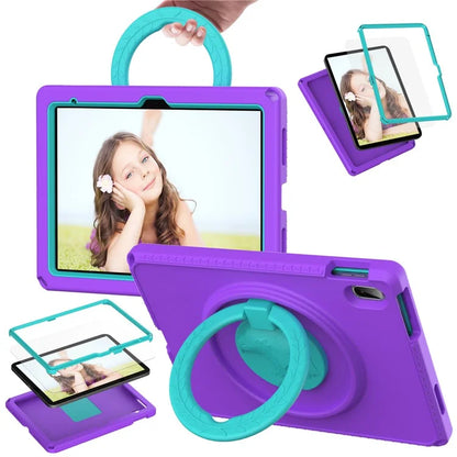 For iPad 10.9 (2022)  /  Air 11 (2024) Case Eagle Pattern Rotating Kickstand Tablet Cover with Shoulder Strap