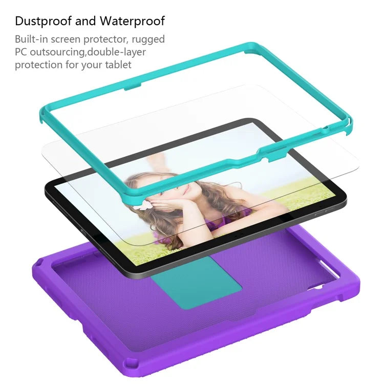 For iPad 10.9 (2022)  /  Air 11 (2024) Case Eagle Pattern Rotating Kickstand Tablet Cover with Shoulder Strap