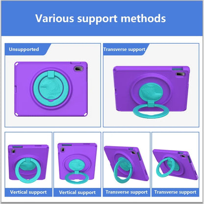 For iPad 10.9 (2022)  /  Air 11 (2024) Case Eagle Pattern Rotating Kickstand Tablet Cover with Shoulder Strap