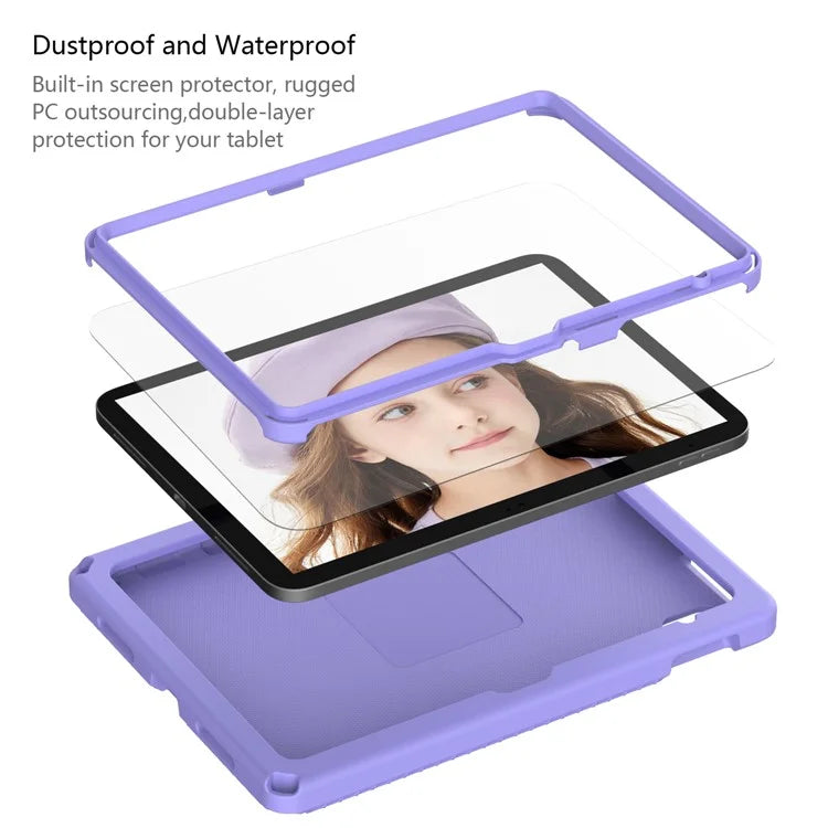 For iPad 10.9 (2022)  /  Air 11 (2024) Case Eagle Pattern Rotating Kickstand Tablet Cover with Shoulder Strap