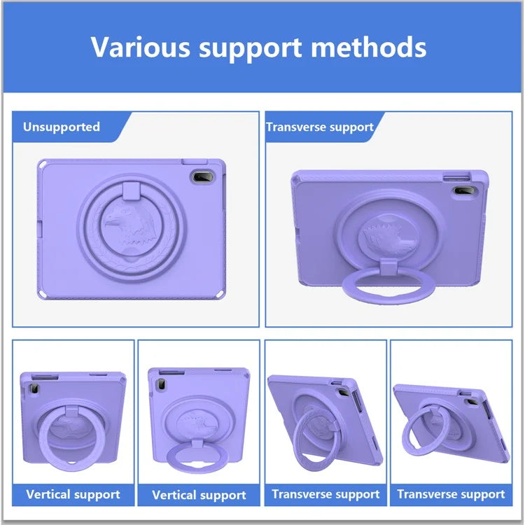 For iPad 10.9 (2022)  /  Air 11 (2024) Case Eagle Pattern Rotating Kickstand Tablet Cover with Shoulder Strap