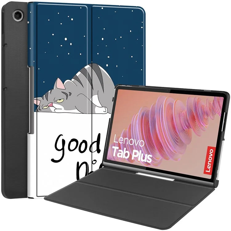 For Lenovo Tab Plus Stand Case Pattern Print Leather Tablet Cover