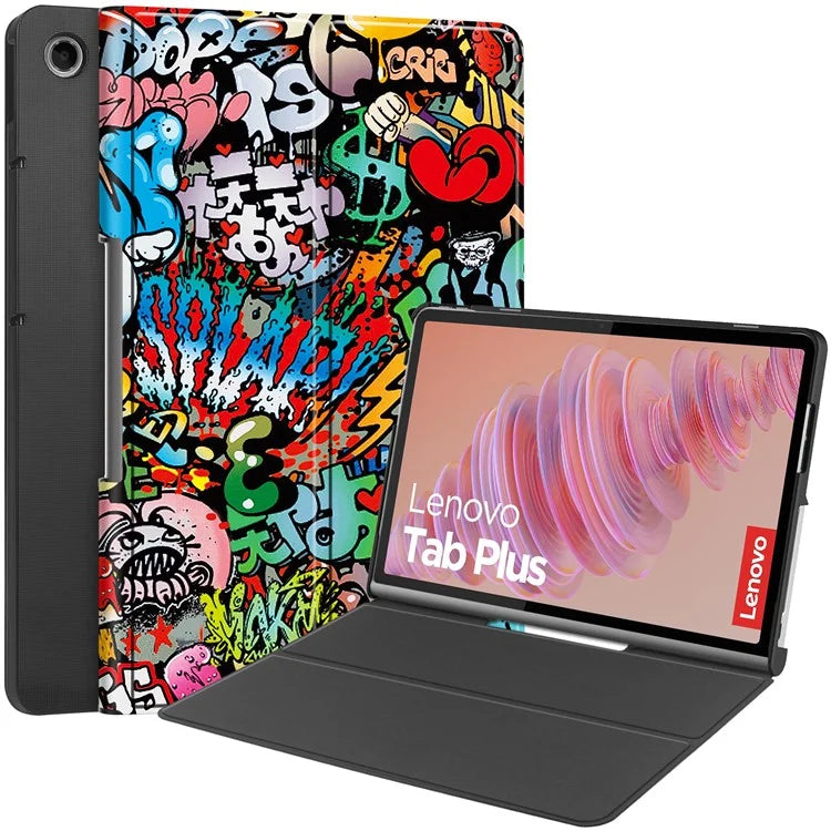 For Lenovo Tab Plus Stand Case Pattern Print Leather Tablet Cover