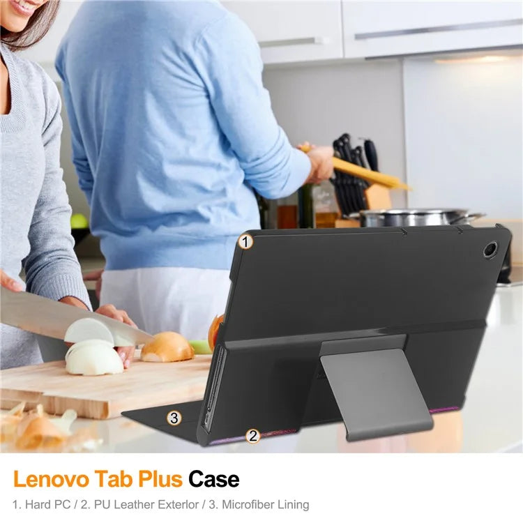 For Lenovo Tab Plus Stand Case Pattern Print Leather Tablet Cover