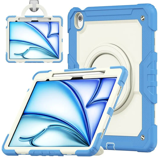 For iPad Air 13 (2024) Case Hand Grip Kickstand PC+Silicone Tablet Cover with Strap