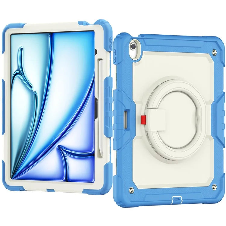 For iPad Air 13 (2024) Case Hand Grip Kickstand PC+Silicone Tablet Cover with Strap