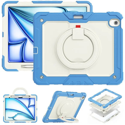 For iPad Air 13 (2024) Case Hand Grip Kickstand PC+Silicone Tablet Cover with Strap