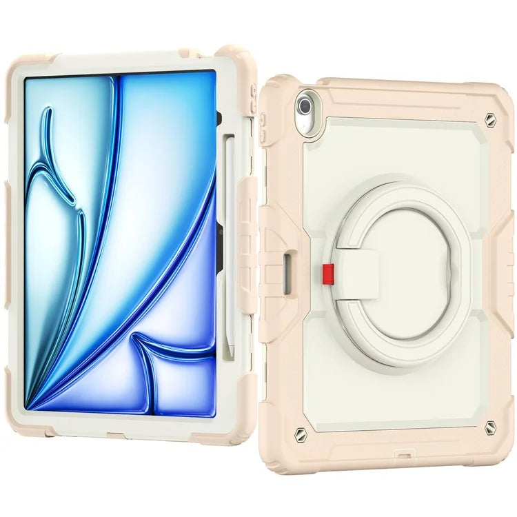 For iPad Air 13 (2024) Case Hand Grip Kickstand PC+Silicone Tablet Cover with Strap