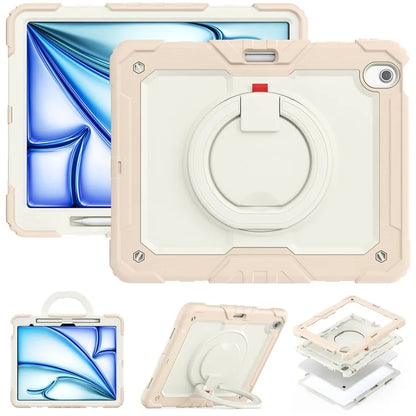 For iPad Air 13 (2024) Case Hand Grip Kickstand PC+Silicone Tablet Cover with Strap