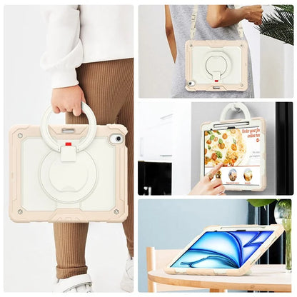 For iPad Air 13 (2024) Case Hand Grip Kickstand PC+Silicone Tablet Cover with Strap