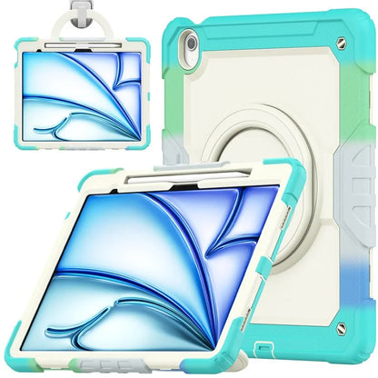 For iPad Air 13 (2024) Kickstand Case PC+Silicone Tablet Cover with Strap