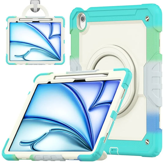 For iPad Air 13 (2024) Kickstand Case PC+Silicone Tablet Cover with Strap