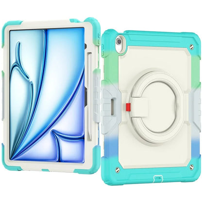 For iPad Air 13 (2024) Kickstand Case PC+Silicone Tablet Cover with Strap