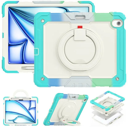 For iPad Air 13 (2024) Kickstand Case PC+Silicone Tablet Cover with Strap
