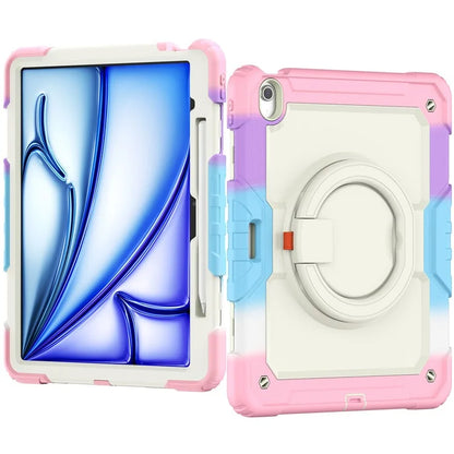 For iPad Air 13 (2024) Kickstand Case PC+Silicone Tablet Cover with Strap