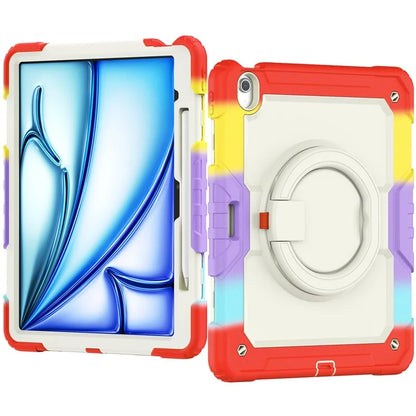 For iPad Air 13 (2024) Kickstand Case PC+Silicone Tablet Cover with Strap