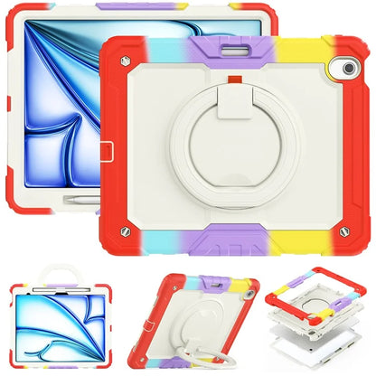 For iPad Air 13 (2024) Kickstand Case PC+Silicone Tablet Cover with Strap
