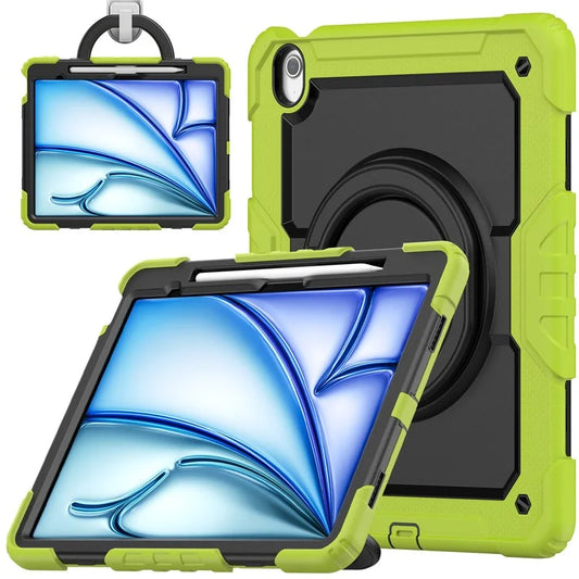 For iPad Air 13 (2024) Case PC+Silicone Tablet Cover with Kickstand, Strap