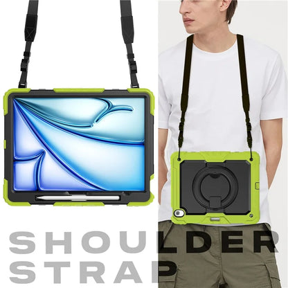 For iPad Air 13 (2024) Case PC+Silicone Tablet Cover with Kickstand, Strap